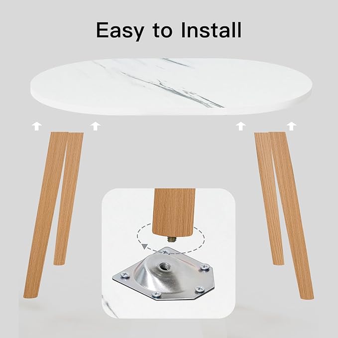Small Coffee Table for Small Space, Low Table, Floor Table Desk for Sitting on The Floor, Japanese Coffee Table for Living Room, Tatami Tea Tables with Solid Wood Legs, Oval Coffee Tables, White
