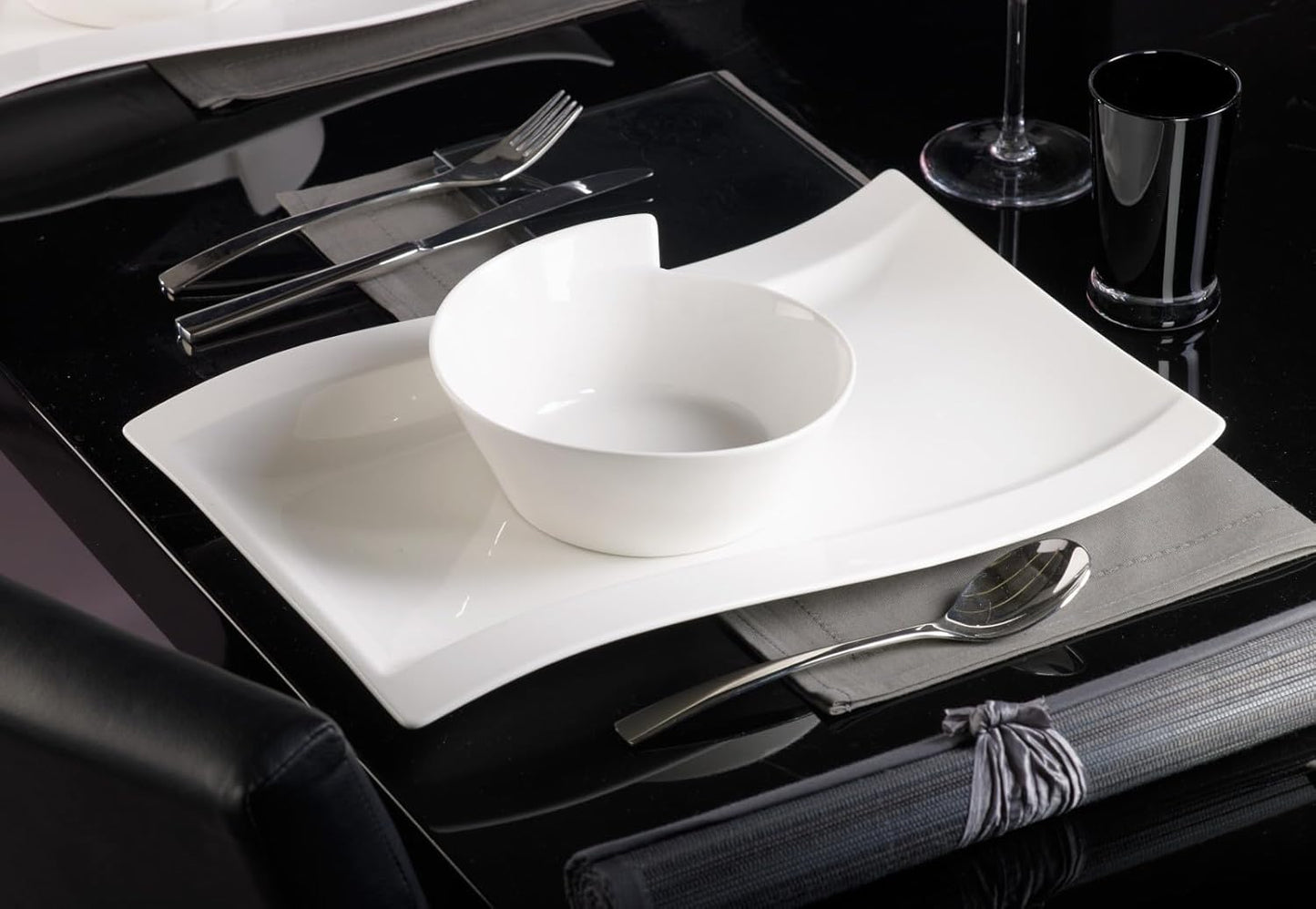 Villeroy & Boch New Wave Large Rectangular Salad Plate, 10.25 x 7.75 in, Premium Porcelain, White