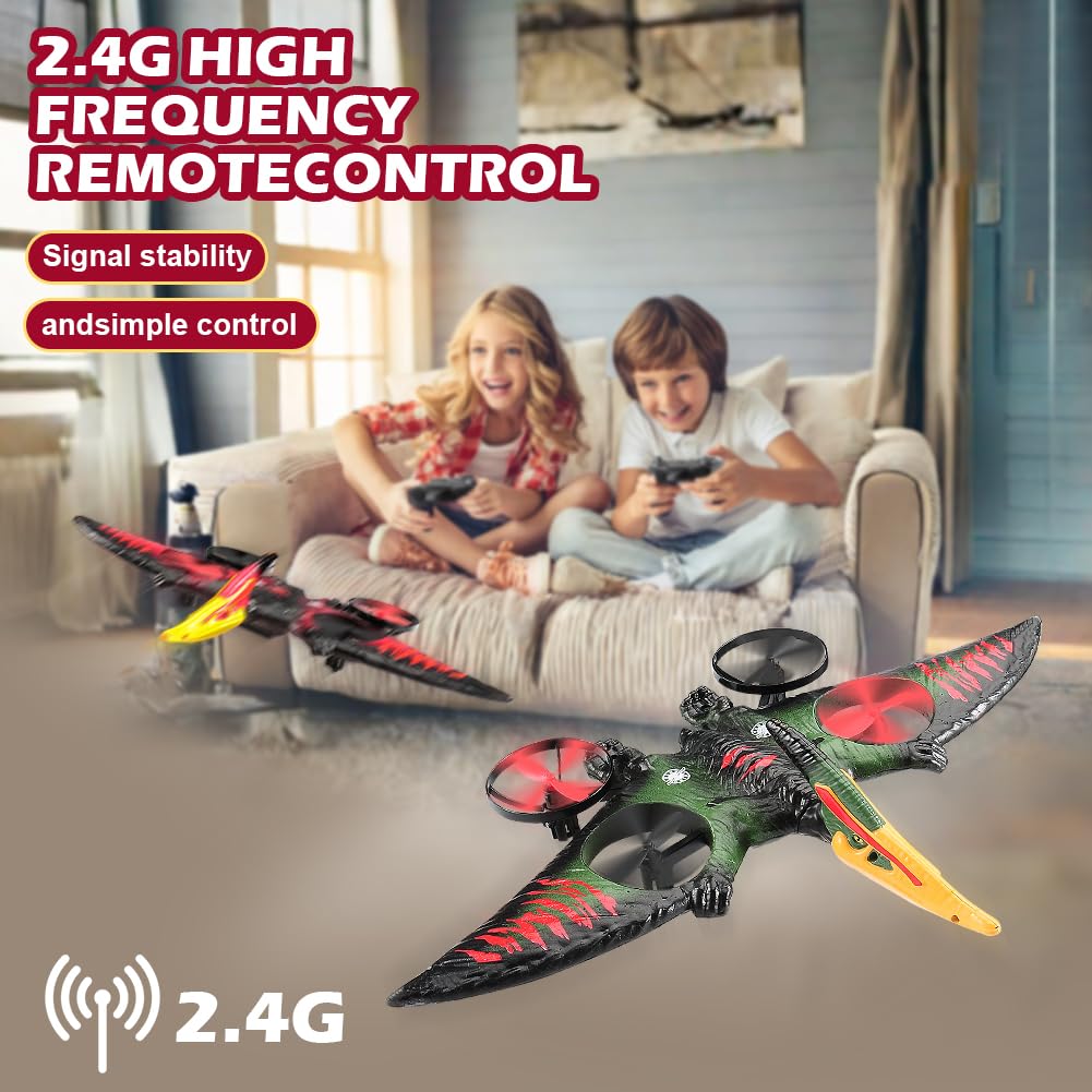 Pterodactyl Drone Dragon Toys Drones for Kids and Adults Easy to Flying Dinosaur Toys Remote Controlled Aircraft for Beginners Hobby RC Plane Toys Birthday Gifts for Boys 8-12