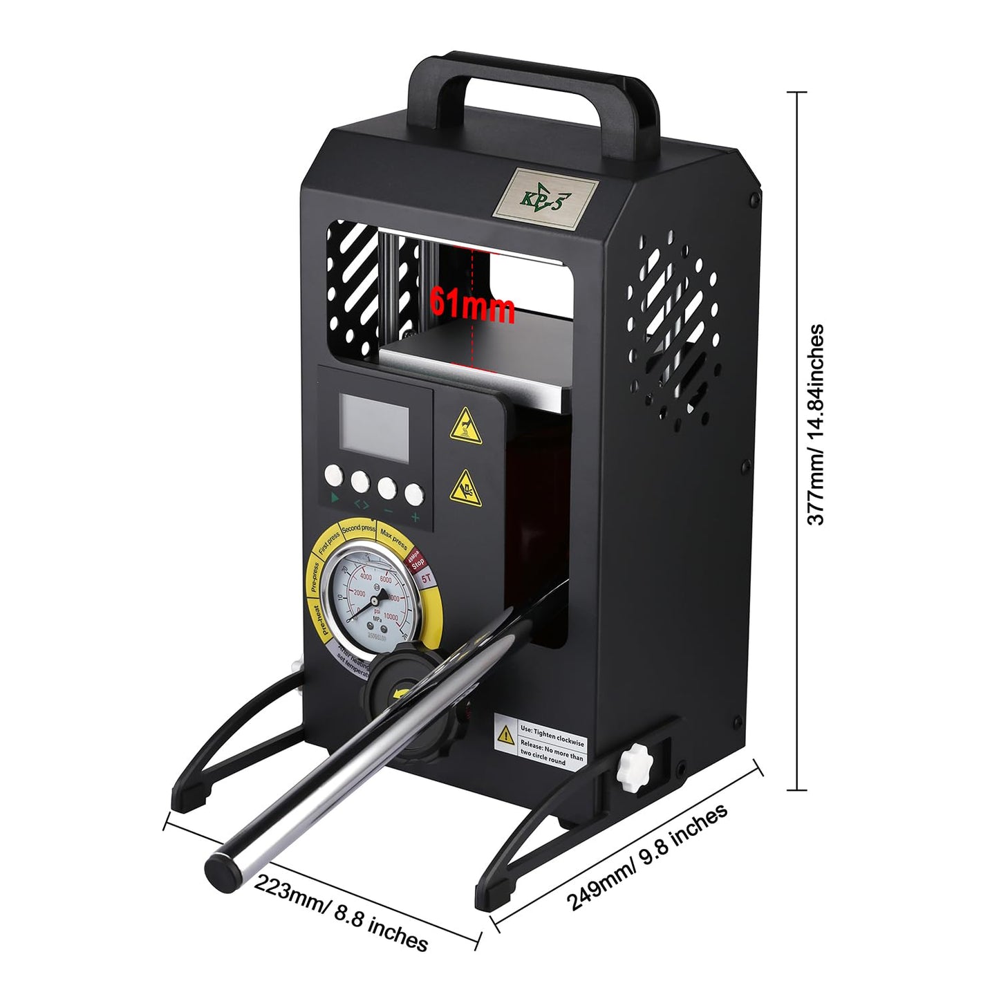 5 Tons Heat Press Machine with 4.7" X 4.1" Dual Heated Plates Manual Press with LCD Digital Display Screen & Precise Pressure Gauge 110V/220V
