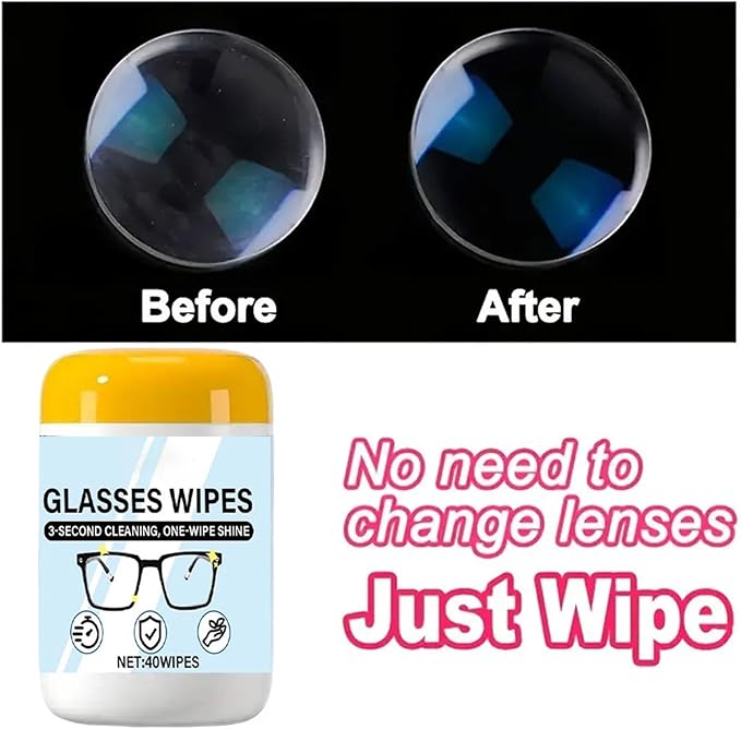 Lens Wipes for Eyeglasses - Scratch Free Anti-Fog Cleaner - Glasses Cleaner Wipes | for Phone Computer Electronics Laptop Monitor TV Camera Goggles
