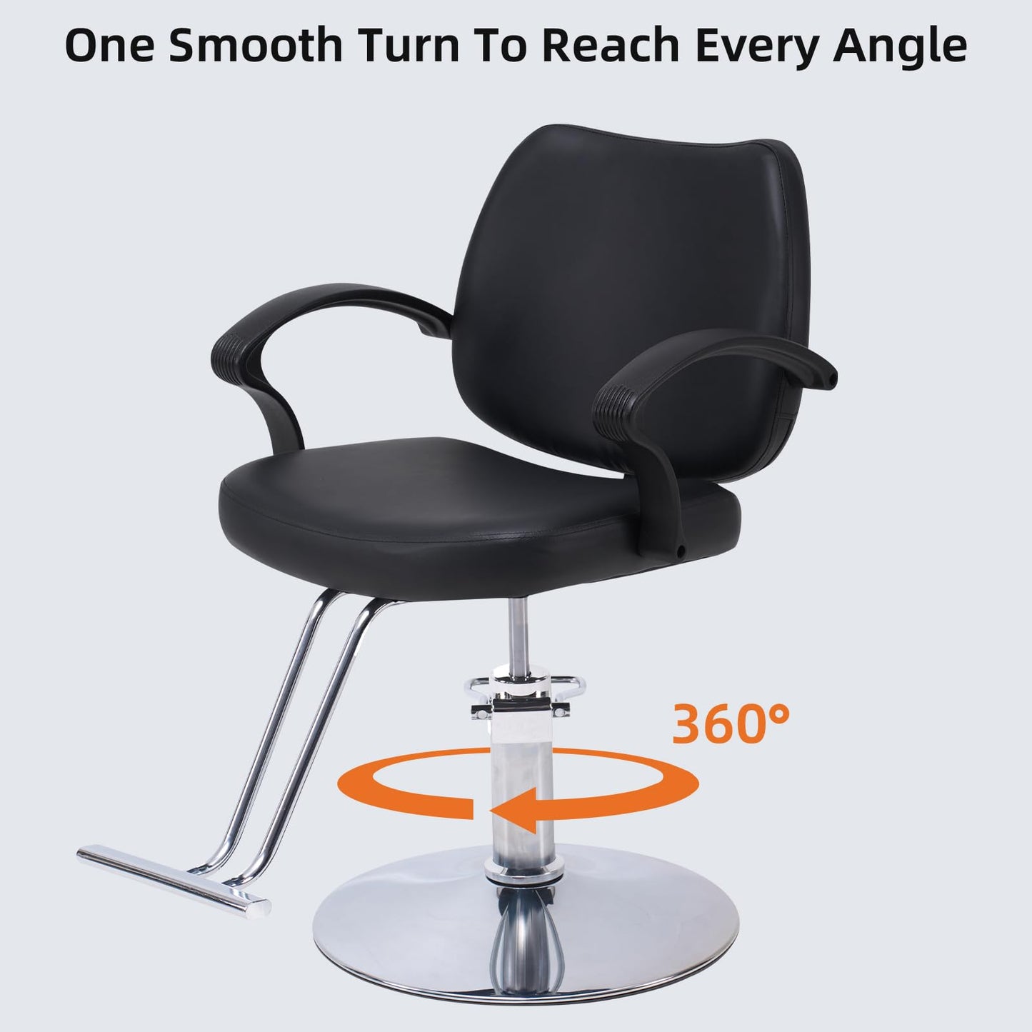 Zevemomo Barber Salon Chair for Hair Stylist, Heavy Duty Hydraulic Pump with 360° Swivel, Adjustable Height Spa Beauty Equipment for Barbershop, Home 350LBS Capacity, Black