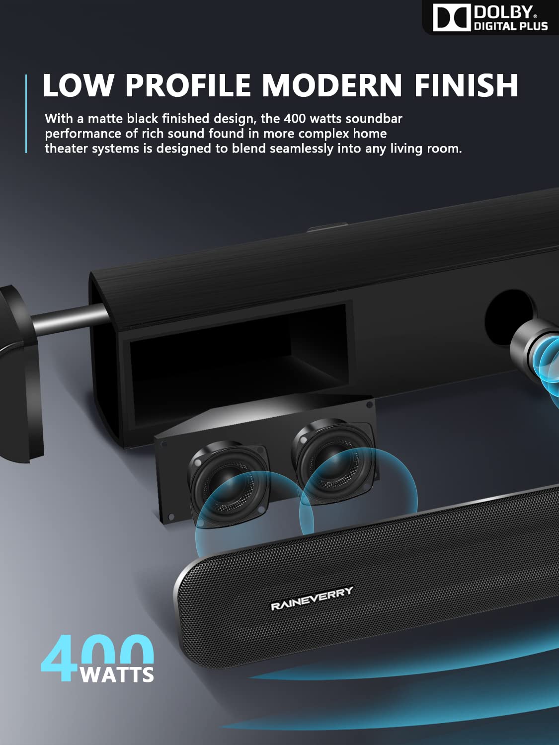 5.1 CH Surround Sound Bar with Dolby Audio, Sound Bars for TV, Wireless Subwoofer & Rear Speaker, Dolby Digital Plus, Bluetooth 5.3, Surround Sound System for Home Theater, 4K & HD TVs| HDMI & Optical