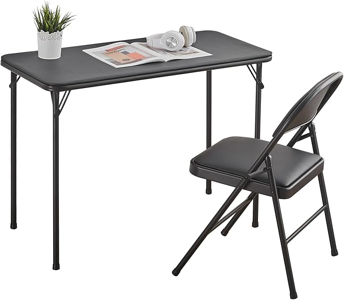 BOOSDEN Foldable Table and Chair Set, Folding Card Table and Chairs, Folding Tables Chair Set, Foldable Tables and Chairs ...
