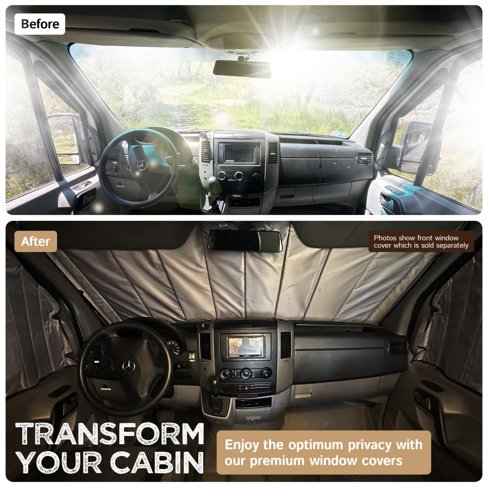 Living in a Bubble Insulated Blackout Windshield Cover for Mercedes Sprinter NCV3 & VS30, 2007-Current. Vanlife Must Have,...