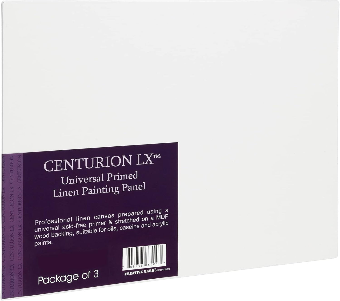 Centurion All-Media Primed Linen Panels - 4x4 3 Pack - 11oz Universal Primed Canvas Boards for Painting, Mounted on MDF Wood, Non-Warping, Ideal for Artists, Professionals, and Painters