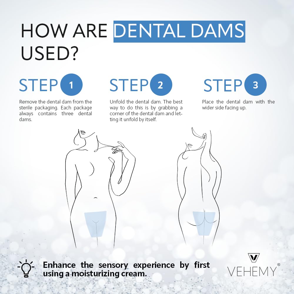 Vehemy Dental Dams 6-Pack, Latex-Free Oral Dams, Hypoallergenic Oral Barrier, Free of Flavors and Toxic Materials, Lightweight for Optimal Sensation, Designed for Your Safety (6)