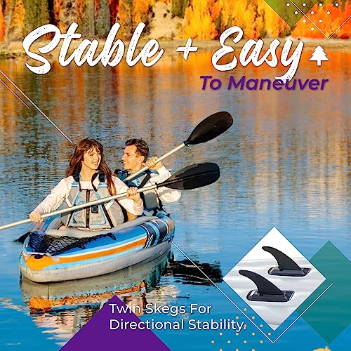 Sunlite Sports 2-Person Inflatable Kayak with Aluminum Oars (136" x 33"), High Output Air Pump and Storage Bag, Double Tan...