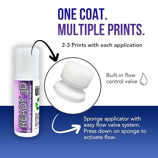 3D Printer 50mL Build Plate Adhesive Glue and 16oz Build Plate Cleaner - Excellent First Layers, Easy Print Release, Premium Grade Formula, Made in USA, PLA/ABS/PETG/TPU Safe,Non-Toxic, No Odor