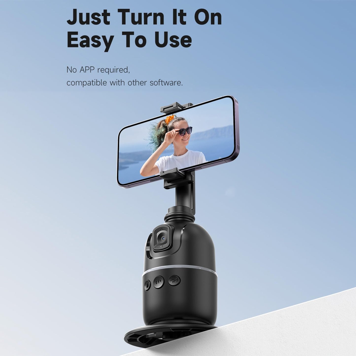 Andoer 360° Auto Face Tracking Gimbal Auto Tracking Phone Holder Smart Selfie Gimbal Stabilizer Robot Cameraman Gesture Control with Quick Release Phone Clamp for Vlog Live Streaming Video Recording