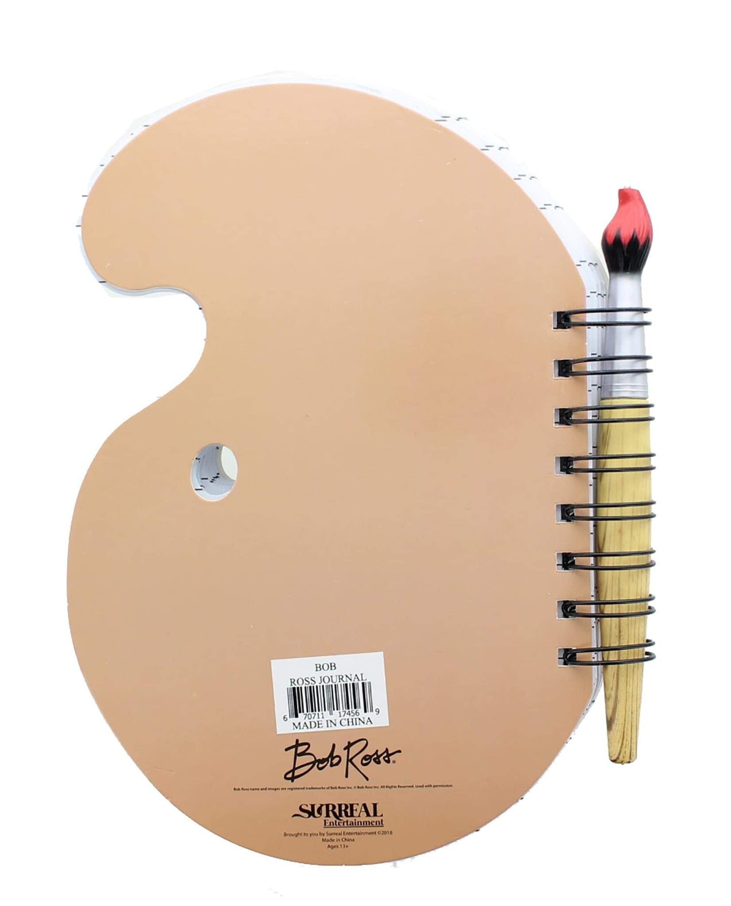 Surreal Entertainment Bob Ross Paint Palette Journal and Brush Pen - Licensed Collectible 80s Art Notepad - Novelty Book - Unique Gift for Birthdays, Holidays, House Warming Parties