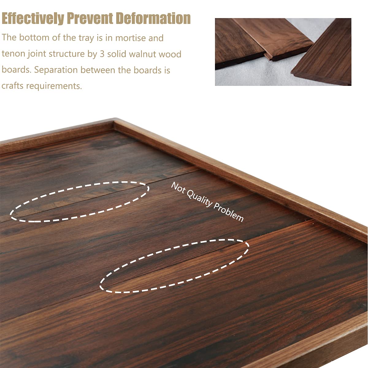 MAGIGO 32 x 32 Inches Extra Large Square Black Walnut Wood Ottoman Tray, Serve Tea, Coffee Classic 2.65 Feet Wooden Decorative Serving Tray