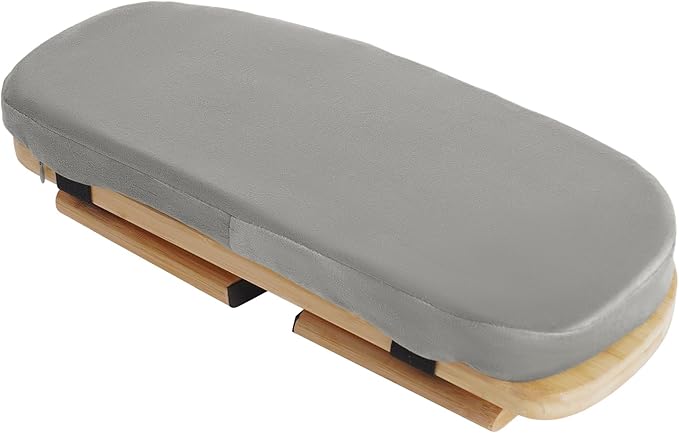 Meditation Prayer Bench, Portable Foldable & 5° Ergonomic Tilt Kneeling Meditation Yoga Stool with Cushion & Carry Bag for Home/Studio/Gym, Bamboo & Velvet Kneeling Stools (Grey)