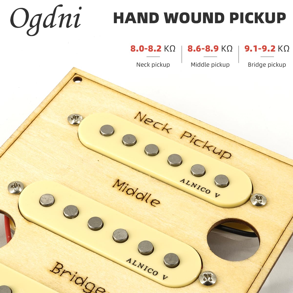 Ogdni Single Coil Electric Guitar Pickup Set,Alnico 5 Strat Sss Pickup Guitar Neck/Middle/Bridge Pickup For Strat Style Electric
