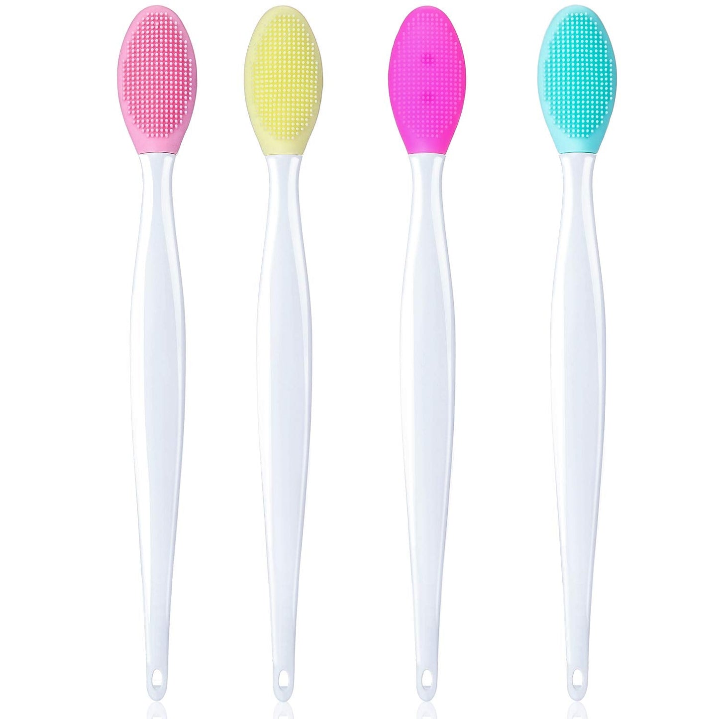 4 Pieces Silicone Exfoliating Lip Brush Tool Double-sided Soft Lip Brush for Smoother and Fuller Lip Appearance (Rose Red, Yello
