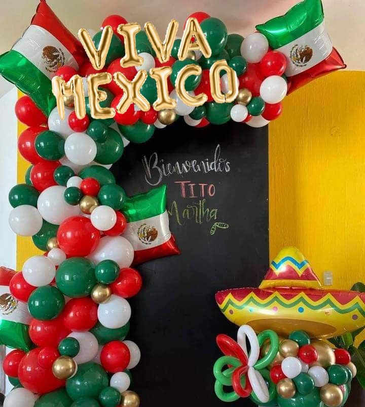 Mexico Balloon Arch Garland Kit, 154 pcs Green White Red Gold Mexico Flag VIVA Foil balloons for Mexico Independence Day J...