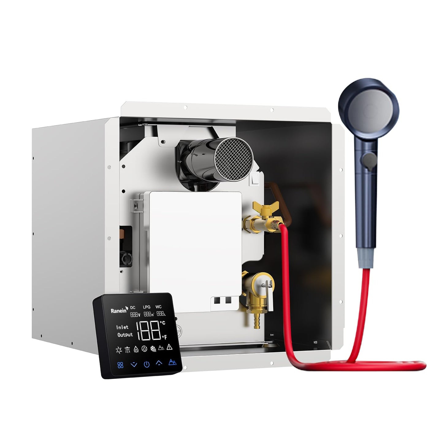 Ranein x Vancepic RV Tankless Water Heater, 65,000 High Output, Cold-Water Surge Reduction Technology, Built-in Mixing Tank, External Showerhead, Ideal for Everyday Use by RVers