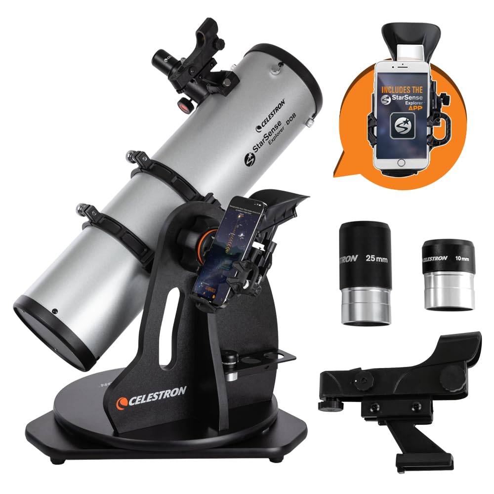 Celestron StarSense Explorer 130AZ App-Enabled Telescope – 130mm Tabletop Dobsonian with Smartphone Dock & StarSense App – iPhone & Android Compatible – Easy-to-Use for Beginners
