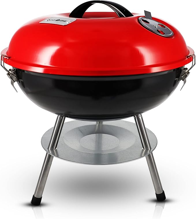 Gas One – 14-inch Portable Barbecue Grill with 3-Point Locking Lid for Heat Preservation – Dual Venting System – Small Cha...
