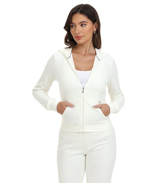 Juicy Couture, Women's, Heritage Rib Trim Kangaroo Pocket Track Jack, Angel, Small