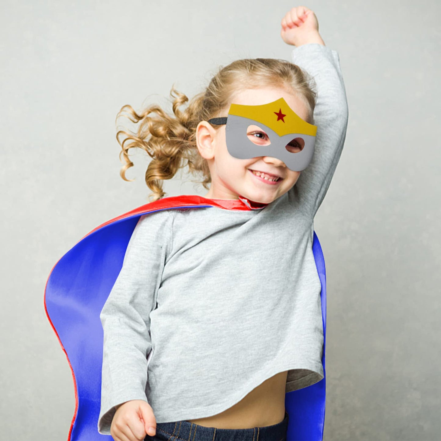 Mizzuco Dress Up Capes for Kids Superhero Cloak with Mask and Waistband Halloween Costumes and Party Dress up(Yellow)