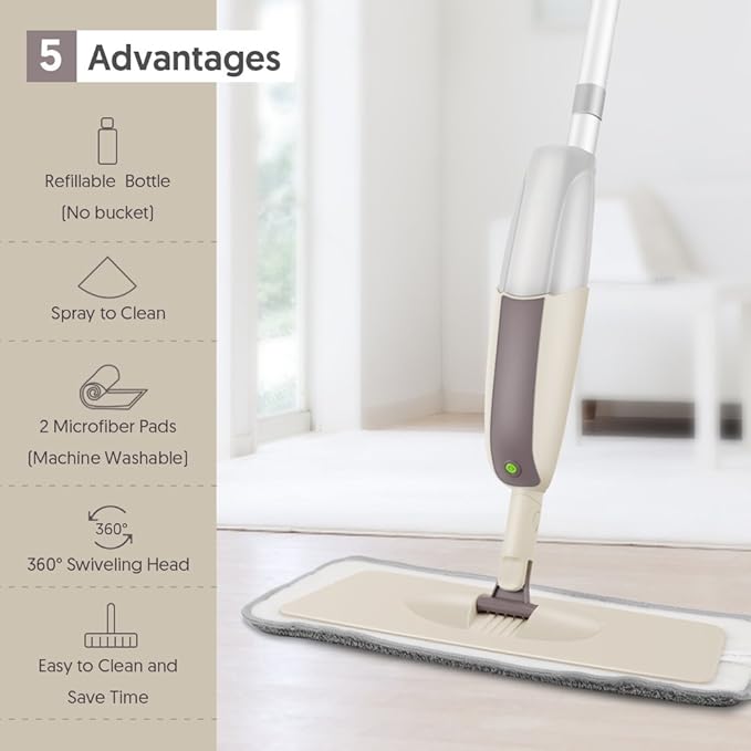 Spray Wet Mops for Hardwood Floor Cleaning: MEXERRIS Dust Dry Mop with 3 Washable Pads for Swiffer Powermop - Wood Floor Mop with Spray Home Commercial Use for Hardwood Laminate Ceramic Tiles