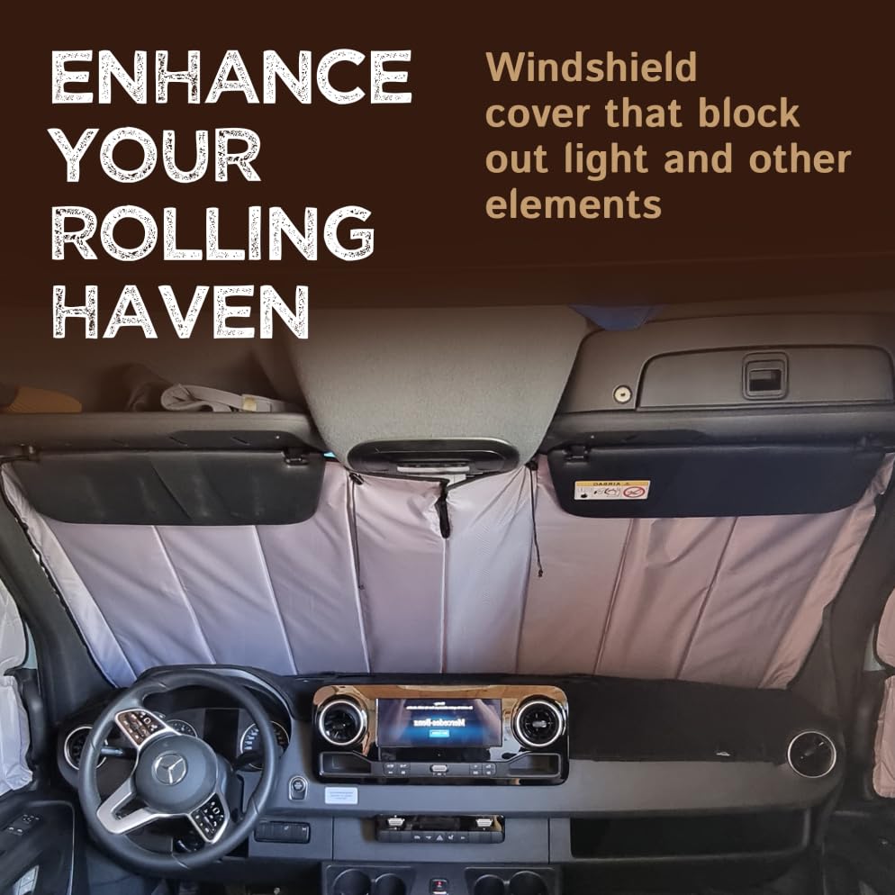 Living in a Bubble Insulated Blackout Windshield Cover for Mercedes Sprinter NCV3 & VS30, 2007-Current. Vanlife Must Have,...