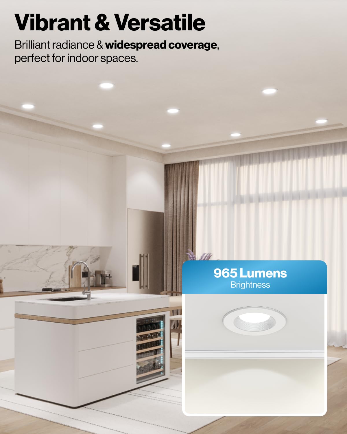 Sunco 4 Pack LED Recessed Lighting 6 Inch, Retrofit Can Lights, 965LM, 13W (75W Equivalent), Selectable CCT 2700K/3000K/3500K/4000K/5000K, Dimmable, Baffle Trim, Damp Rated UL