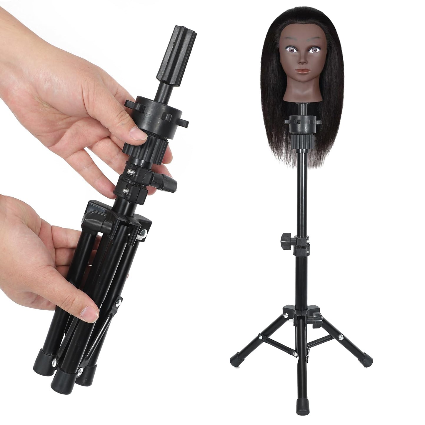 Ailsa 25 Wig Stand Tripod Adjustable Mannequin Head Stand Metal Mini Wig Head Stand for Training Mannequin Heads and Canvas Bloc