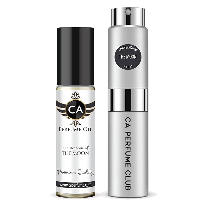 CA Perfume Duo Impression of The Moon For Women And Men Perfume Layering Set Long Lasting Travel Size EDP + Body Oil Roll-On Bottle 0.27 Fl Oz+0.33 Fl Oz