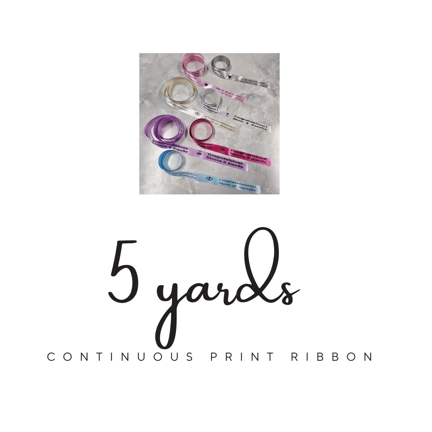 Personalized Wedding Ribbon - Customized with Your Name Dates or Text for Favors & Gifts Wrap or Invitations (5 yards)