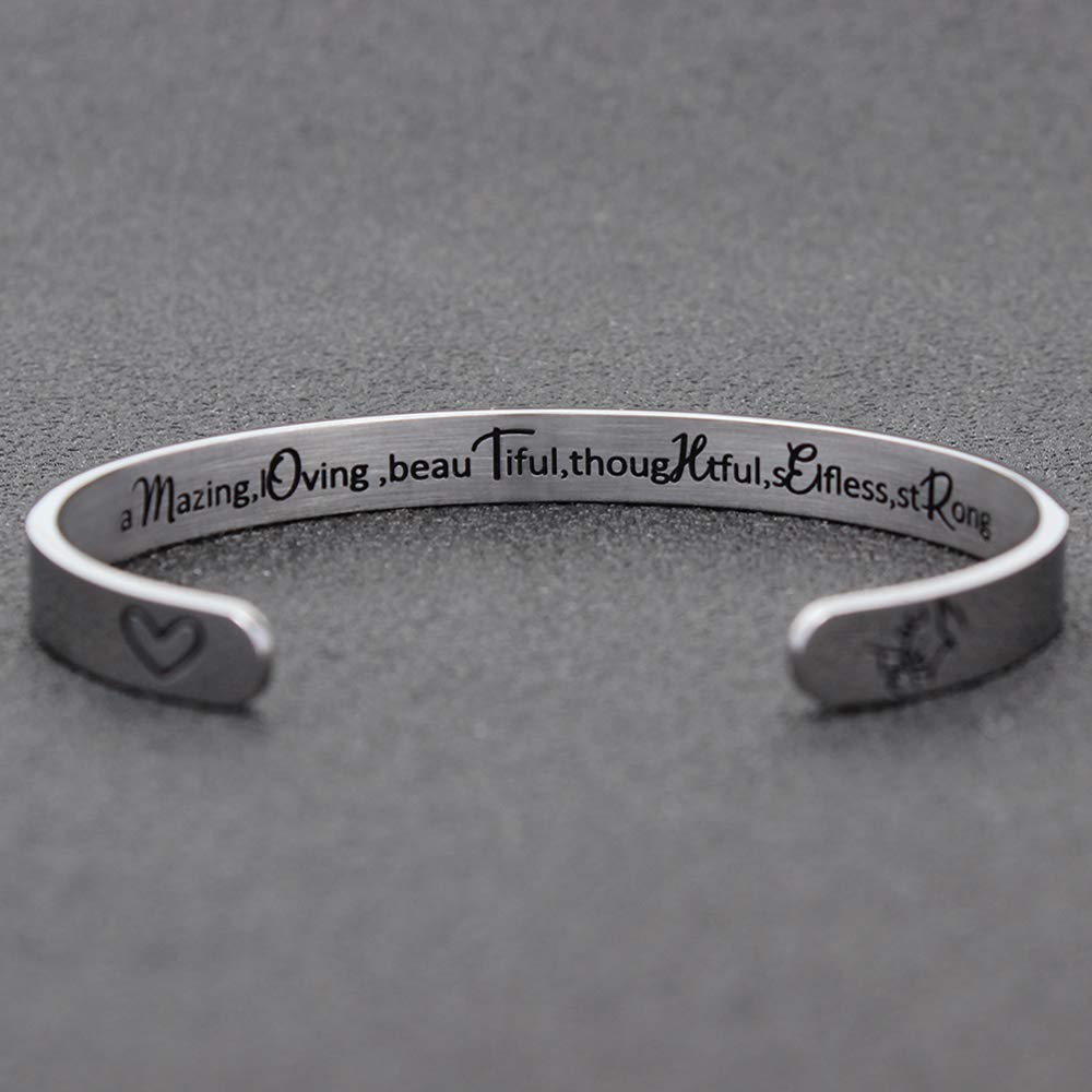 Btysun Gifts for Mom, Mother's Day Gifts for Mom Bracelets for Women Inspirational Gift for Moms from Son Cuff Bracelets Bangle