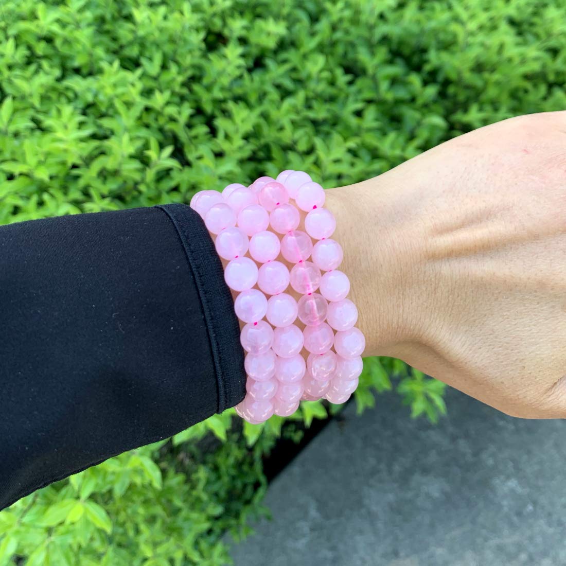 Adabele Real Natural Pink Rose Quartz Gemstone Beaded Bracelet 8.5 inch Stretch Chakra Healing Crystal Stone Jewelry Women Mom G