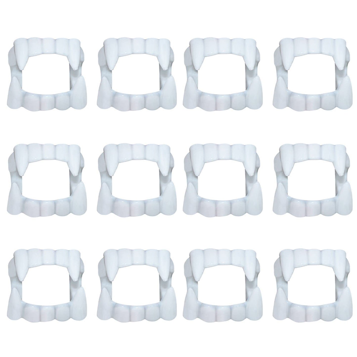 DELIGHTBOX 12 Vampire Fangs Plastic Teeth, Werewolf Masquerade Teeth Dress Up Costume Fangs Halloween Cosplay Party Favors for Supplies Masquerade Christmas