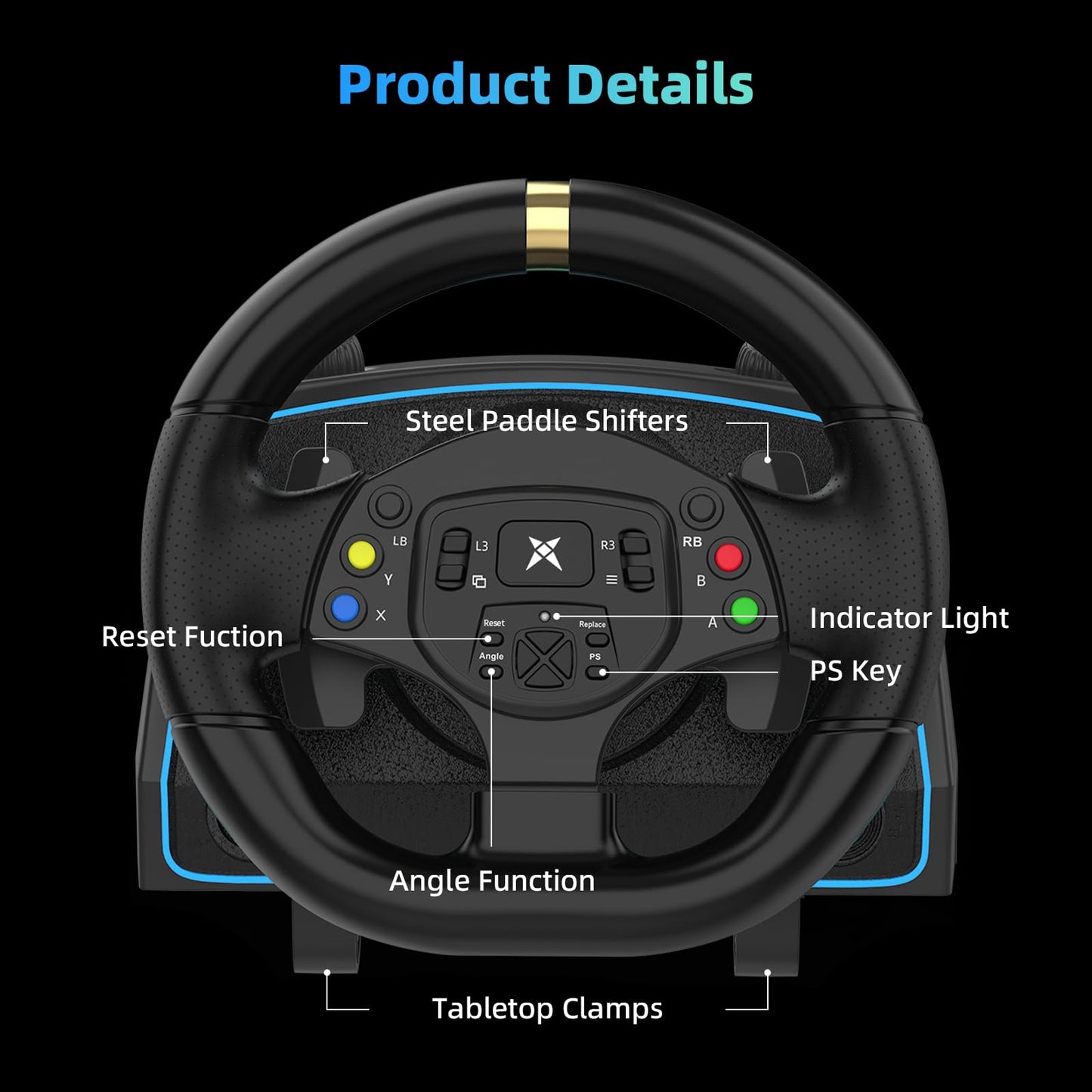 DOYO Gaming Steering Wheel with Pedals and Shifter, 1080° Racing Wheel, Vibration Feedback, Paddle Shifters, Race Steering Wheel for PC, Xbox One, PS4, Xbox Series X/S, PS3, Switch