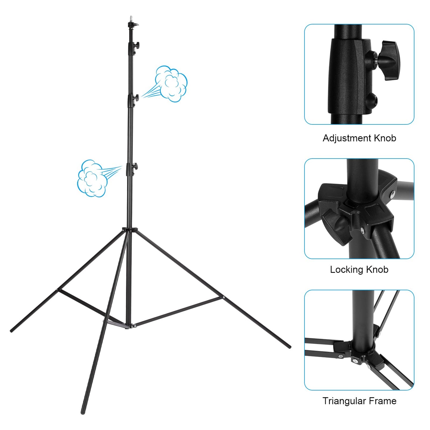 20FT Heavy Duty Aluminum Tripod Stand, 1/4" & 3/8" Screw Adapter, Tall Camera & Light Stand for Sports Camera, Outdoor Video Shooting & Photography