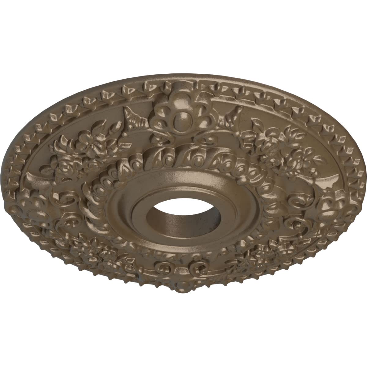Ekena Millwork Cm18Rowss Rose Ceiling Medallion, Warm Silver