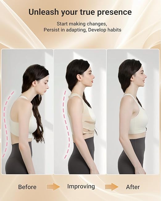 Hypoke® Premium Fabric Upper Back Brace Posture Corrector for Women, Kinetic Support Back Straightener Posture Brace for Women，Barely There Design For Office Professionals(Medium)