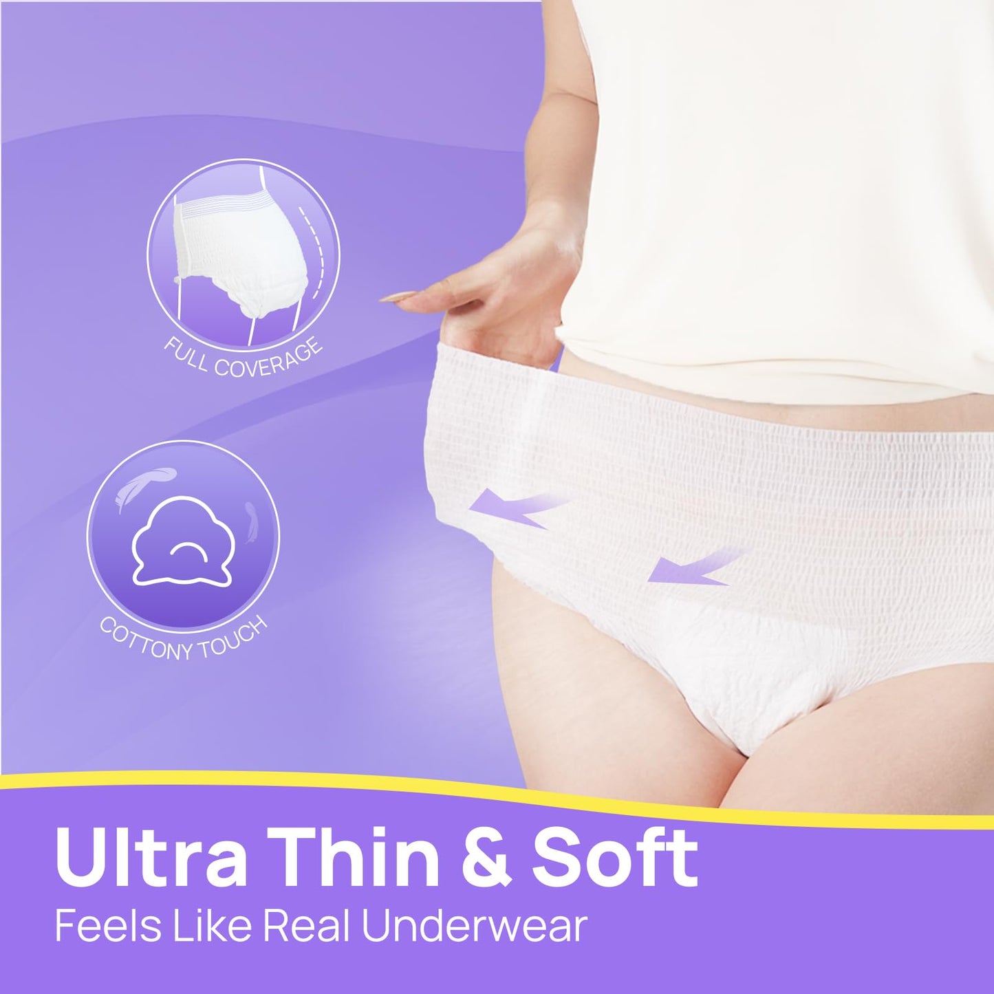 SUNKISS Ultra Thin Incontinence Underwear for Women, High Absorbency & Super Soft Postpartum Diapers, Disposable Adult Pull Ups, Large/XLarge, 20 Count