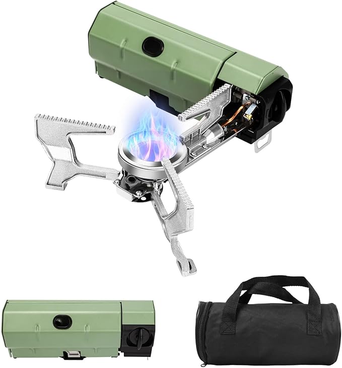Hisencn Portable Camping Stove with Storage Bag | 8871 BTU/2600W High-Power Outdoor Gas Stove for Hiking, Picnic, RV Trips...