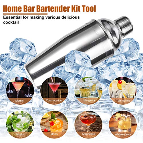 Esmula Bartender Kit with Stylish Bamboo Stand, 12 Piece 25oz Cocktail Shaker Set for Mixed Drink, Professional Stainless ...