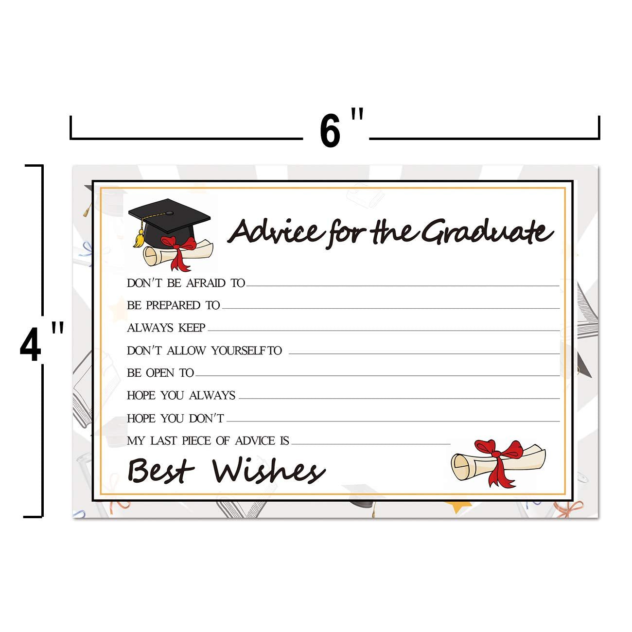 Graduation Wish Cards - 50PCs High School or College Graduation Advice Cards Supplies 2025 Decorations Grad Celebration Party Supplies for High School/College/Senior School