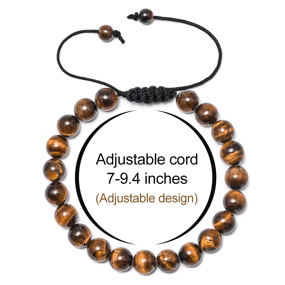 M MOOHAM Gifts for Male Coworkers Mens - Natural Black Lava Rock Stone Mens Anxiety Tiger Eye Bracelets Adjustable Aromatherapy