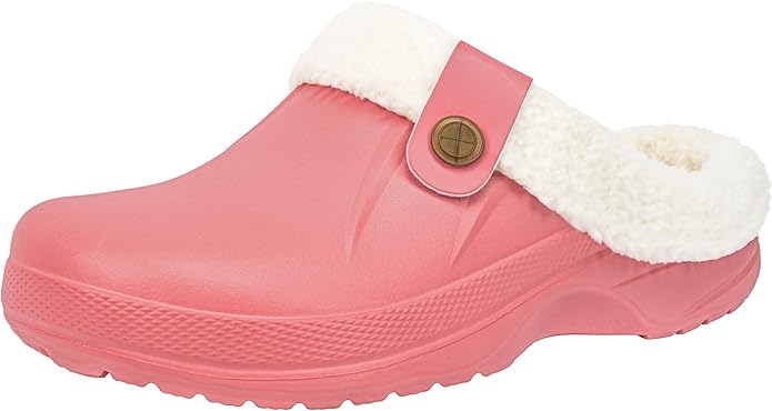 ChayChax Women and Men Fur Lined Clogs Memory Foam Warm Fuzzy Slippers Winter Waterproof Indoor Outdoor Slipper