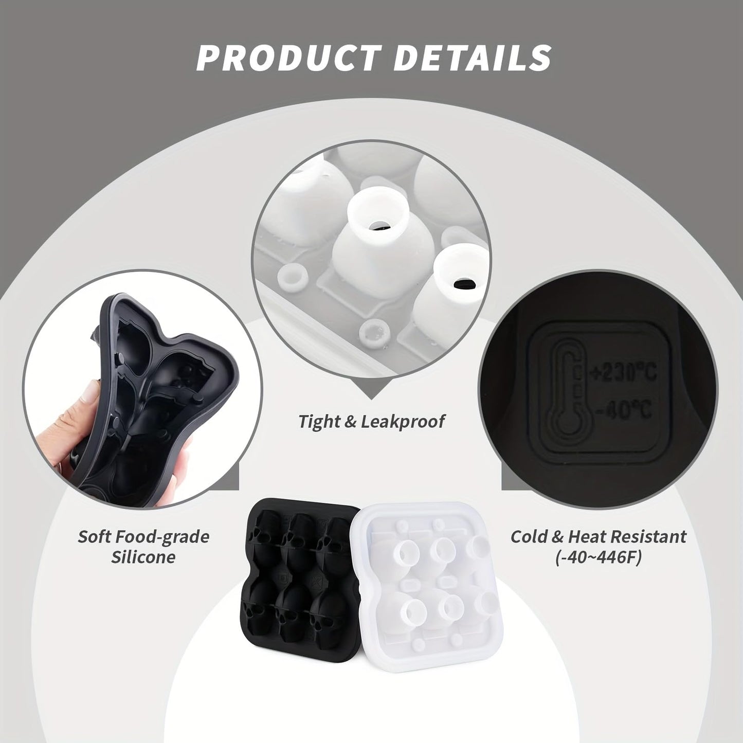 DakGagMah Skull Ice Cube Mold, 6-Cavity Silicone Ice Tray for Whiskey, Cocktails, and Beverages, Food-Grade Flexible Ice Maker for Halloween & Party Drinks, Easy Release & Dishwasher Safe