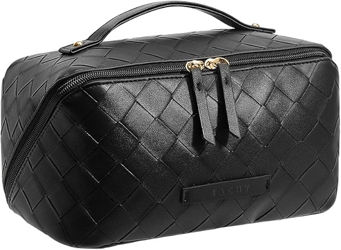 EACHY Travel Makeup Bag,Large Capacity Cosmetic Bags for Women,Waterproof Portable Pouch Open Flat Toiletry Bag Pattern Makeup Bag