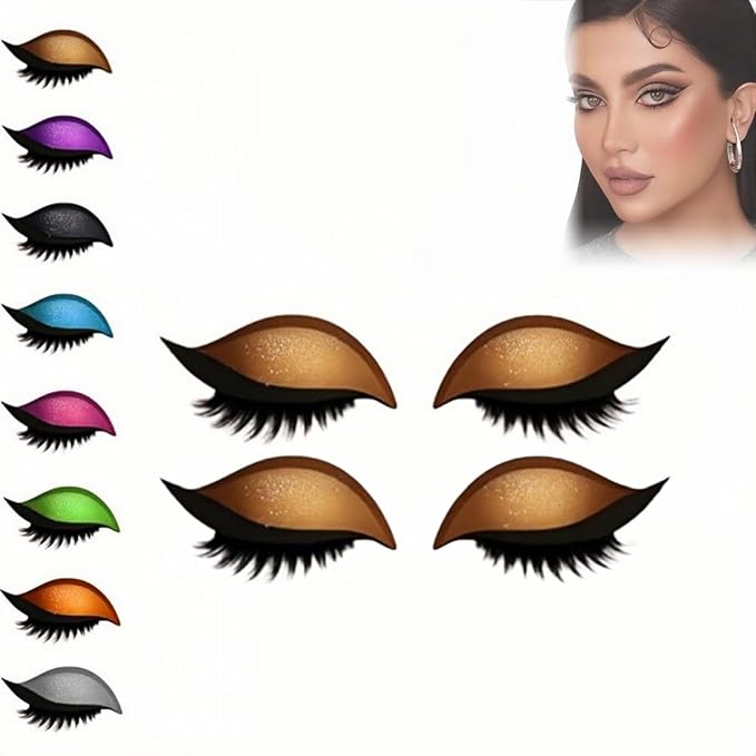 Lazy Eye Shadow Eyelash Patch, 2-In-1 Self-Adhesive Natural Waterproof Eyelashes Stickers,Reusable Fast Eye Makeup with False Lashes,Shadow, No-Mascara Look for Party, Prom