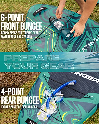 Skatinger Meteor Red & Lava Green Bundle｜11'6"x35" Super Wide Inflatable Stand Up Paddle Boards, All Accessories2, 100L Ba...