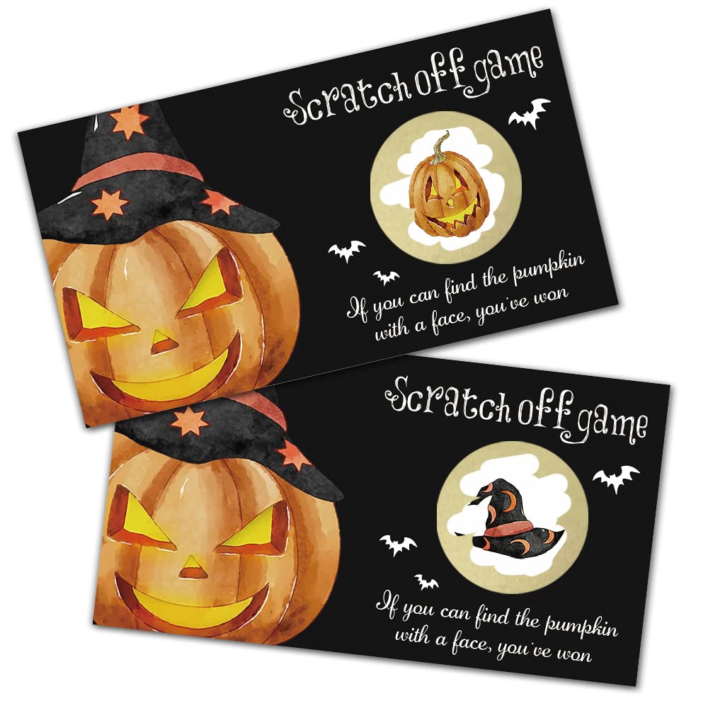 REWIDPARTY Pumpkin Party Game Scratch Off Cards（32 PCS） Funny Halloween Activity for Groups Kids Adults Pumpkin Baby Shower Games Vouchers Festive Raffle Tickets Halloween Holiday Games Supplies