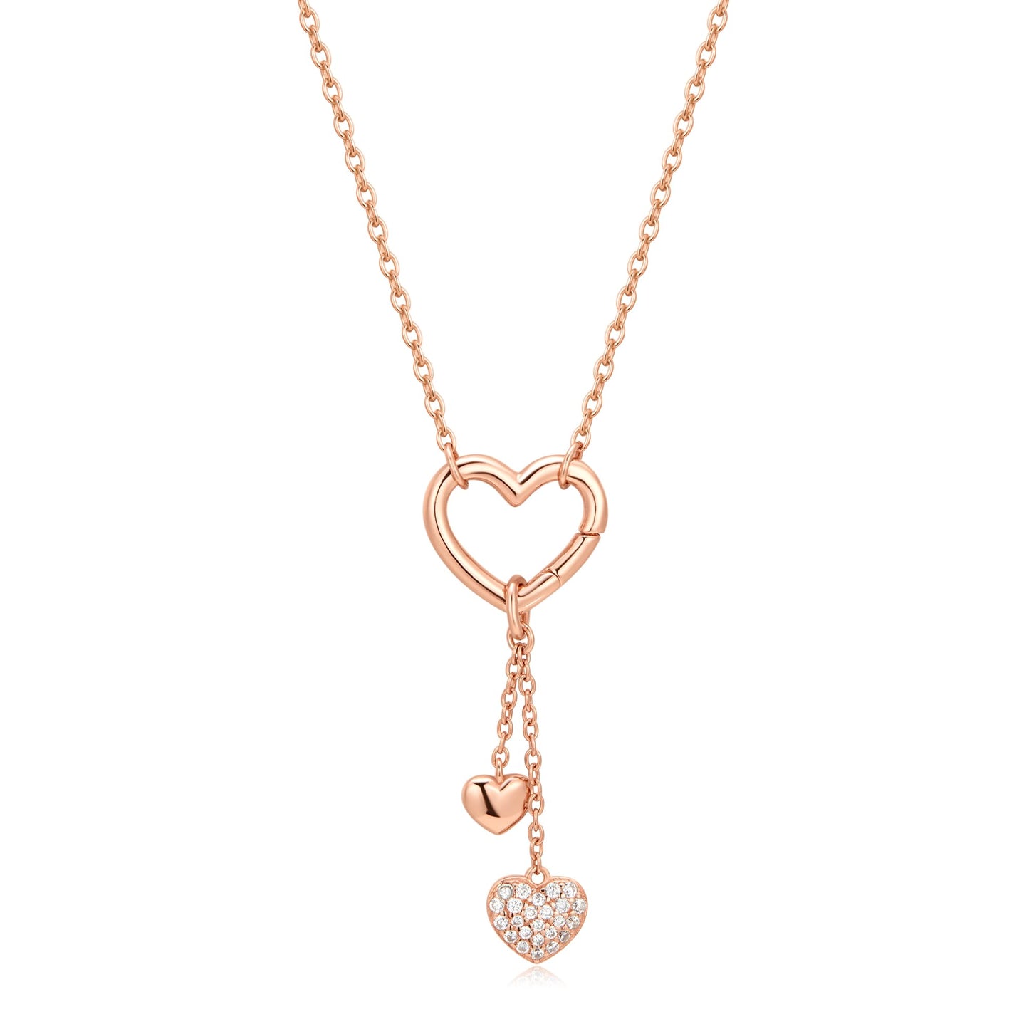 VCGCL Heart Fringe Necklaces for Women,S925 Sterling Silver Necklace,Rose Gold Plated,Wedding Anniversary, Birthday Gifts for Her,Wife,Girlfriend,Mom,Mother,Charm Necklace,Jewelry